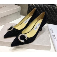 Top Quality Jimmy Choo Love Buckle Suede Pumps 6.5cm 021959 Black