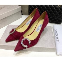 Duplicate Jimmy Choo Love Buckle Suede Pumps 6.5cm 021959 Burgundy