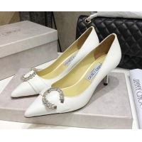 Duplicate Jimmy Choo Love Buckle Leather Pumps 6.5cm 021961 White