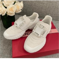 Good Quality Roger Vivier Crystal Buckle Sneakers 022102 White