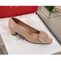 Best Price Roger Vivier Satin Crystal Buckle Pumps 4.5cm Beige 022108