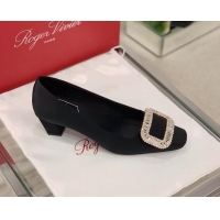 Unique Style Roger Vivier Satin Crystal Buckle Pumps 4.5cm Black 022110