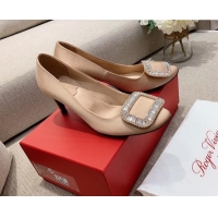 Purchase Roger Vivier Satin Crystal Buckle Pumps 6.5cm Beige 022112