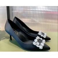 Low Price Roger Vivier Satin Crystal Buckle Pumps 6.5cm Black 022127