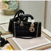 Grade Quality MEDIUM LADY DIOR BAG Cannage Lambskin C2820 black