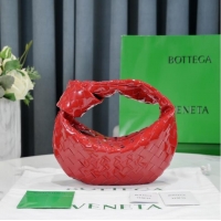 Luxurious Bottega Veneta Mini intrecciato patent leather top handle bag JODIE 651876V red