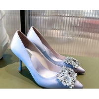 Hot Style Roger Vivier Satin Crystal Buckle Pumps 8.5cm Purple 022134