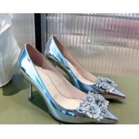 Perfect Roger Vivier Crystal Buckle Pumps 8.5cm Silver 022135