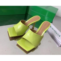 Sophisticated Bottega Veneta Stretch Patent Leather High Heel Slide Sandals 9cm Kiwi Green 021810