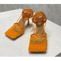 Classic Hot Bottega Veneta Cord Mesh High Heel Sandals 9cm Orange 032111