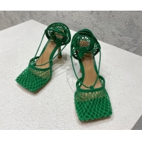 AAAAA Bottega Veneta Cord Mesh High Heel Sandals 9cm Racing Green 032114