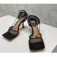 Reasonable Price Bottega Veneta Cord Mesh High Heel Sandals 9cm Black 032116