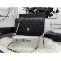 Inexpensive Chanel WOC Original Caviar Leather Flap cross-body bag CC33815 black & Silver chain