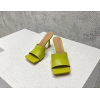 Sumptuous Bottega Veneta Stretch Lambskin High Heel Slide Sandals 9.5cm Kiwi Green 032154