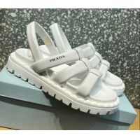 Duplicate Prada Nappa Leather Sandals White 032389