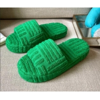 Good Quality Bottega Veneta Resort Sponge Towel Slides Sandals Grass Green 032173