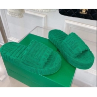 Good Looking Bottega Veneta Resort Sponge Towel Slides Sandals Green 032175