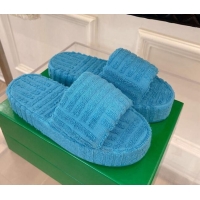 Sophisticated Bottega Veneta Resort Sponge Towel Slides Sandals Light Blue 032177