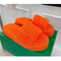 Stylish Bottega Veneta Resort Sponge Towel Slides Sandals Orange 032180