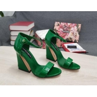 Most Popular Dolce & Gabbana DG Patent Leather High Heel Sandals 10.5cm Green 030546