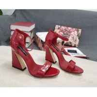 Reasonable Price Dolce & Gabbana DG Patent Leather High Heel Sandals 10.5cm Red 030552