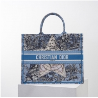 Top Grade DIOR BOOK TOTE Embroidery C1286-24 Blue