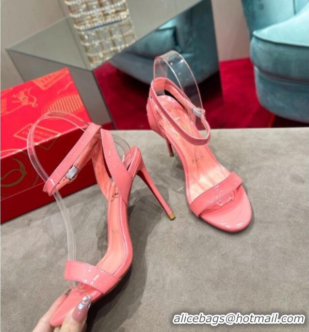 Classic Hot Christian Louboutin Patent Leather High Heel Sandals 10cm Pink 030772