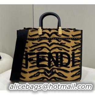 Spot Bulk FENDI SUNSHINE MEDIUM FF fabric shopper 8BM127 brown