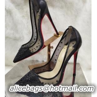 Sumptuous Christian Louboutin Stud Mesh and Leather High Heel Pumps Black 031905