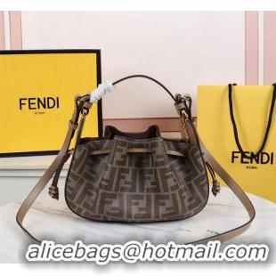 Top Grade FENDI TOUCH leather bag 8BS059 brown