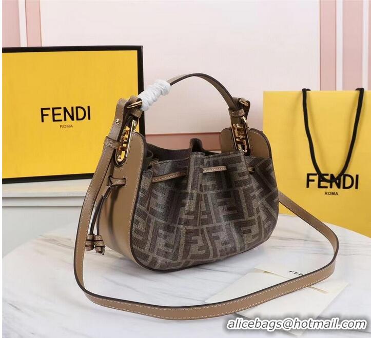 Top Grade FENDI TOUCH leather bag 8BS059 brown