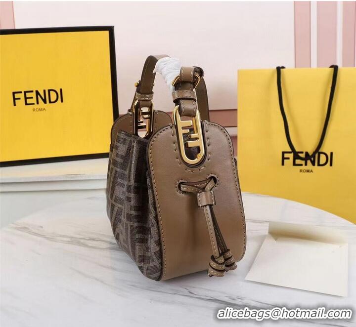 Top Grade FENDI TOUCH leather bag 8BS059 brown