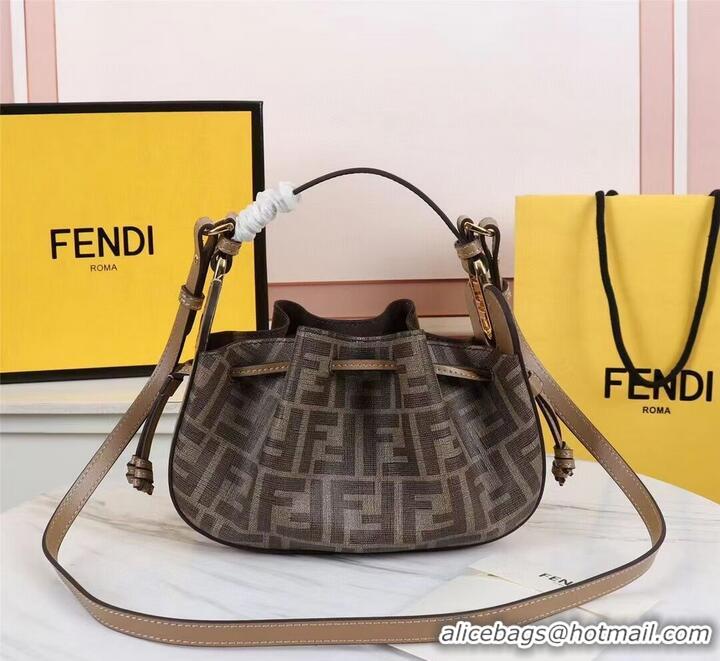 Top Grade FENDI TOUCH leather bag 8BS059 brown