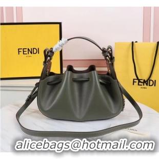 Top Quality FENDI TOUCH leather bag 8BS059 blackish green