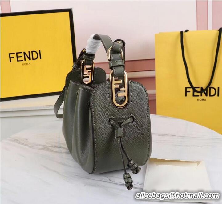 Top Quality FENDI TOUCH leather bag 8BS059 blackish green