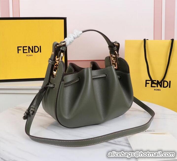 Top Quality FENDI TOUCH leather bag 8BS059 blackish green