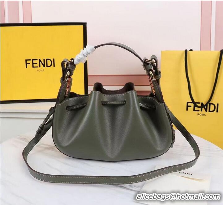 Top Quality FENDI TOUCH leather bag 8BS059 blackish green