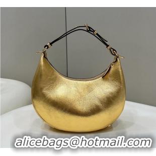 Inexpensive Fendigraphy Small Gold laminated leather bag 8BR798A