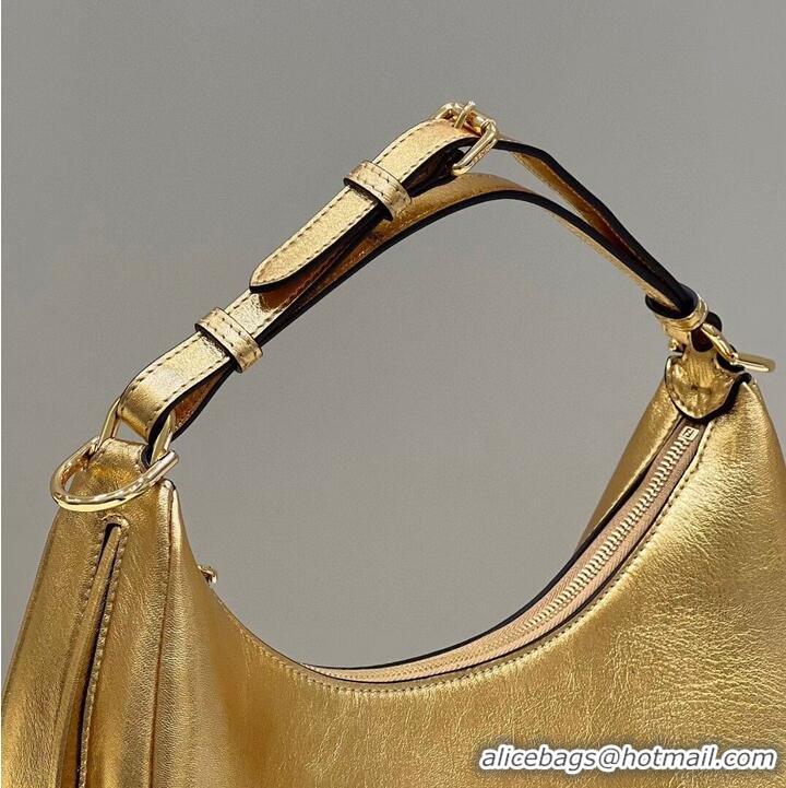 Inexpensive Fendigraphy Small Gold laminated leather bag 8BR798A