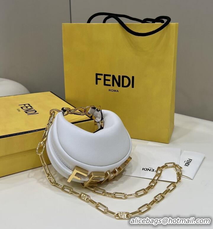 Top Discount Fendi Nano Fendigraphy White leather charm 7AS089A