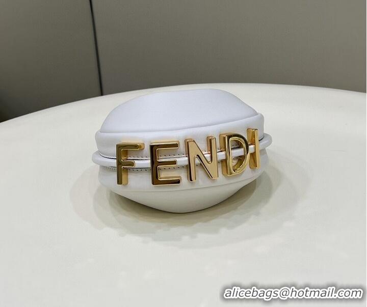 Top Discount Fendi Nano Fendigraphy White leather charm 7AS089A