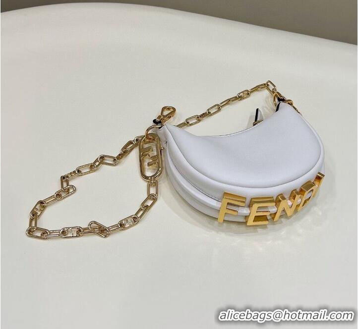 Top Discount Fendi Nano Fendigraphy White leather charm 7AS089A