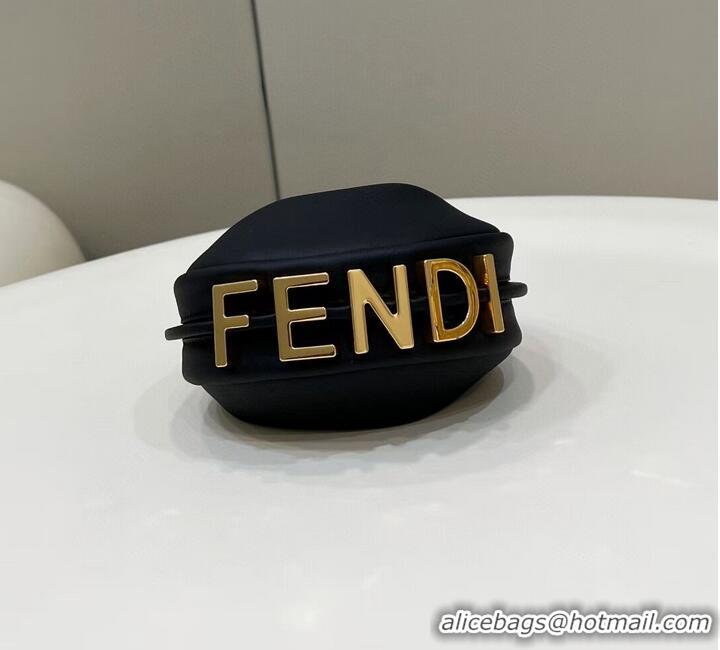 Inexpensive Fendi Nano Fendigraphy black leather charm 7AS089A