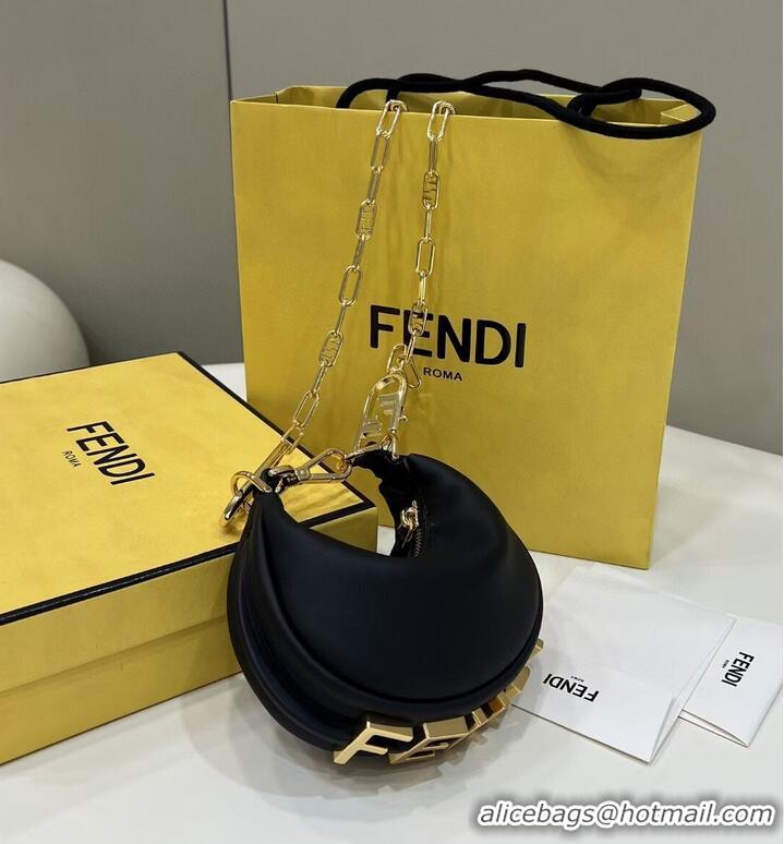 Inexpensive Fendi Nano Fendigraphy black leather charm 7AS089A