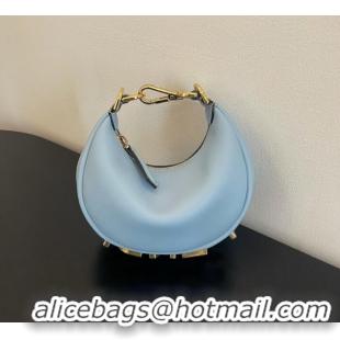 Top Quality Fendi Nano Fendigraphy light blue leather charm 7AS089A