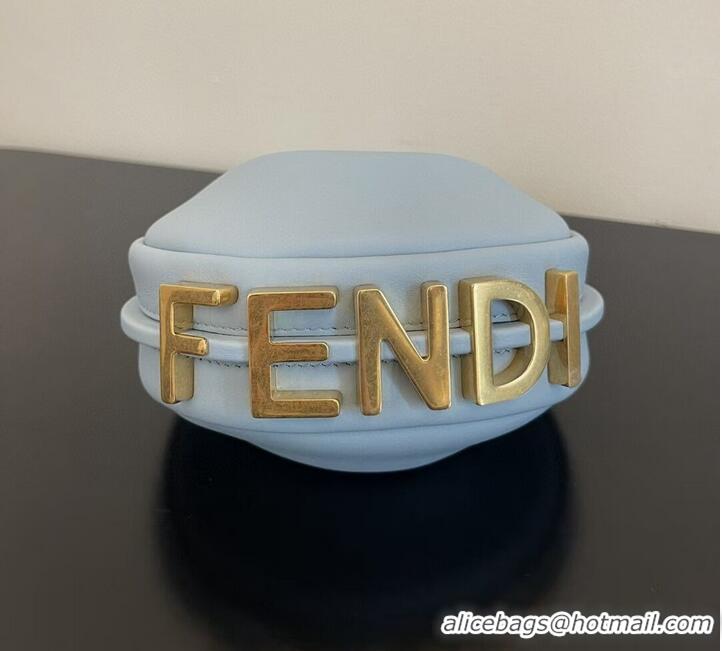 Top Quality Fendi Nano Fendigraphy light blue leather charm 7AS089A