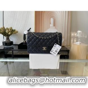 Most Popular Chanel classic handbag Lambskin&silver Metal 01112 black