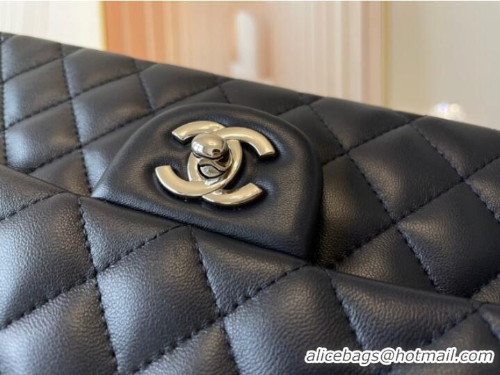 Most Popular Chanel classic handbag Lambskin&silver Metal 01112 black