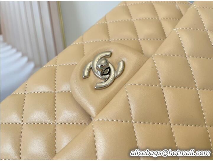 Reasonable Price Chanel classic handbag Lambskin&silver Metal 01112 apricot