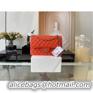 Super Quality Chanel classic handbag Lambskin&silver Metal 01112 orange